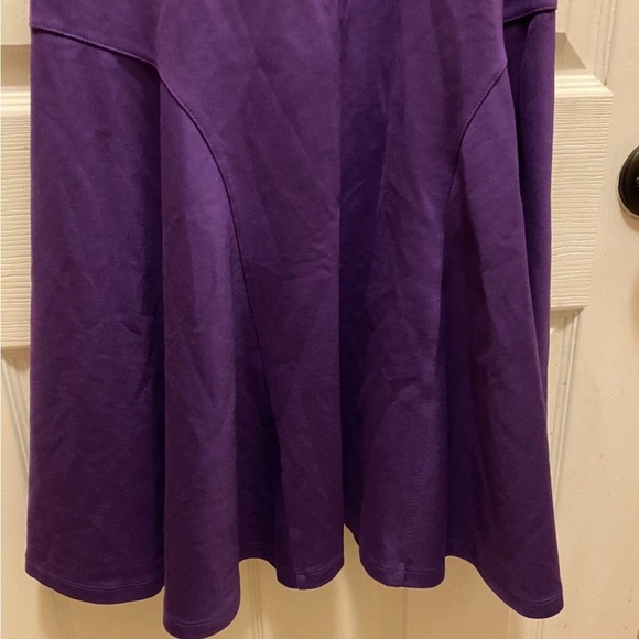Lauren Ralph Elegant Brill Purple Sleeveless Dress w/ Faux Leather Trim Sz NWT!! - Picture 10 of 15